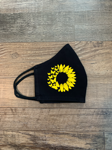 Sunflower With Butterfly Face Mask